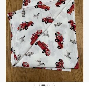 Pottery Barn Kids Fire Truck Red and Black FULL SHEET SET